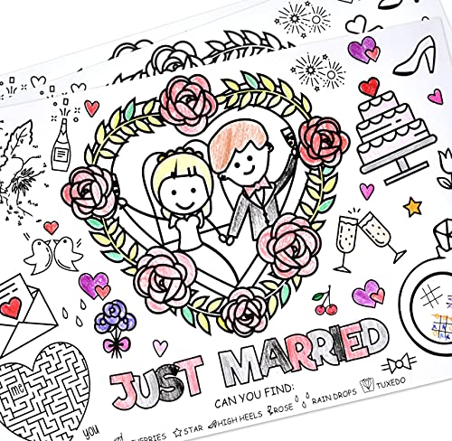 Gift Boutique 50 Disposable Wedding Activity Place Mats for Kids Coloring Paper 11" x 17"Game Table Mat Sheets