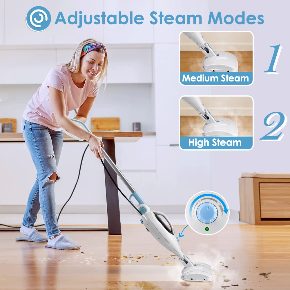 Steam Mop Cleaner 12-in-1 Handheld Steam Cleaner Detachable Floor Steamers for Hardwood Laminate Tile Floor, Multi-functional Steam Mops w/ 11 Accessories&2 Mop Pads for Home Use Carpet Kitchen Window