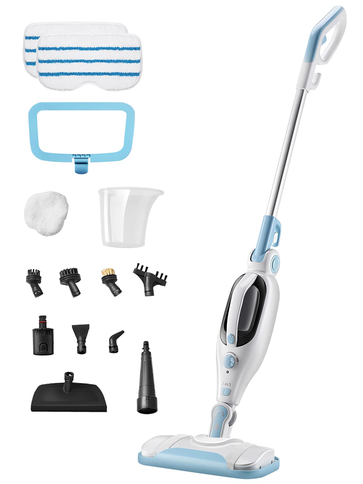 Steam Mop Cleaner 12-in-1 Handheld Steam Cleaner Detachable Floor Steamers for Hardwood Laminate Tile Floor, Multi-functional Steam Mops w/ 11 Accessories&2 Mop Pads for Home Use Carpet Kitchen Window