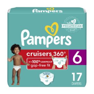 pampers cruisers 360 diapers - size 6, 17 count, pull-on disposable baby diapers, gap-free fit