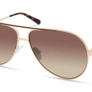 GUESS Men's Classic Aviator Pilot Sunglasses, Gold, 61mm