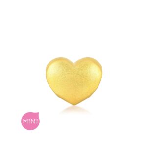 CHOW SANG SANG 999 24K Solid Gold Heart Shaped Angel Wings Mini Charm Bracelet for Women 92394C (Gold, 17 CM)