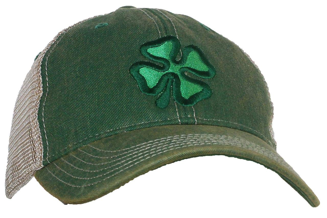 Tropic Hats Adult Embroidered Shamrock/Clover Legacy OFA Snapback Trucker Ballcap - Kelly Green