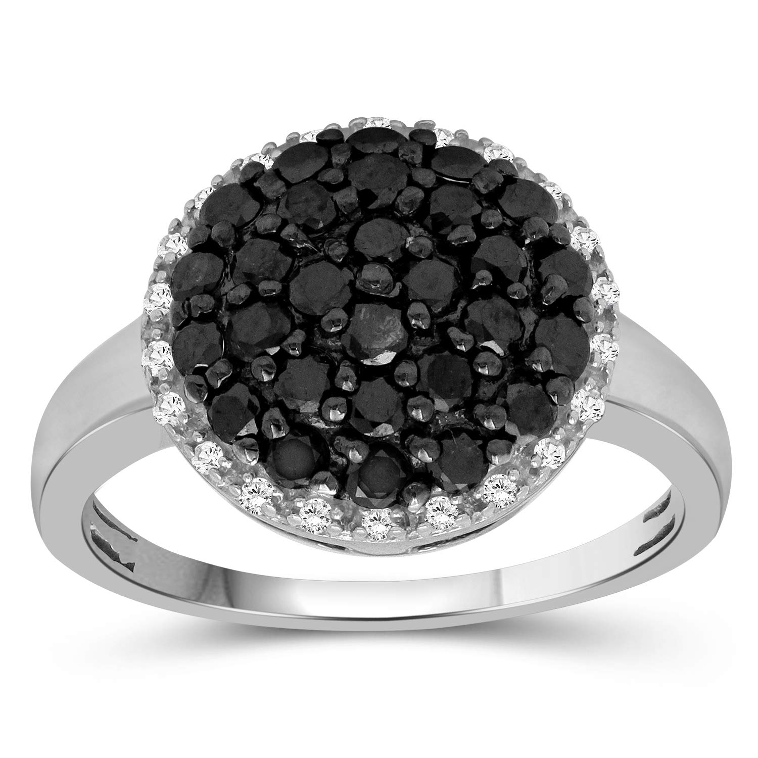 JEWELEXCESS Sterling Silver 1 Carat Black & White Diamond Ring for Women | Diamonds for Everyday Womens Wear