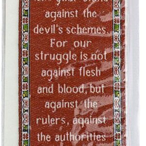 Armor of God, Bulk Pack of 6 Woven Fabric Christian Bookmarks, Silky Soft Ephesians 6:11-12 Flexible Bookmarker for Novels Books and Bibles, Traditional Turkish Woven Design, Memory Verse Gift