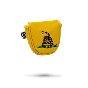 Pins & Aces Golf Co. Don’t Tread On Me Premium Headcover - Quality Leather, Hand-Made Head Cover - Style and Customize Your Golf Bag - Tour Inspired, American, Patriotic Classic Design (Mallet)