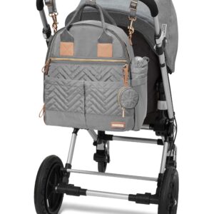 Skip Hop Diaper Bag Backpack: Suite 6-in-1 Diaper Backpack Set, Multi-Function Baby Travel Bag with Changing Pad, Stroller Straps, Bottle Bag and Pacifier Pocket, Dove Grey