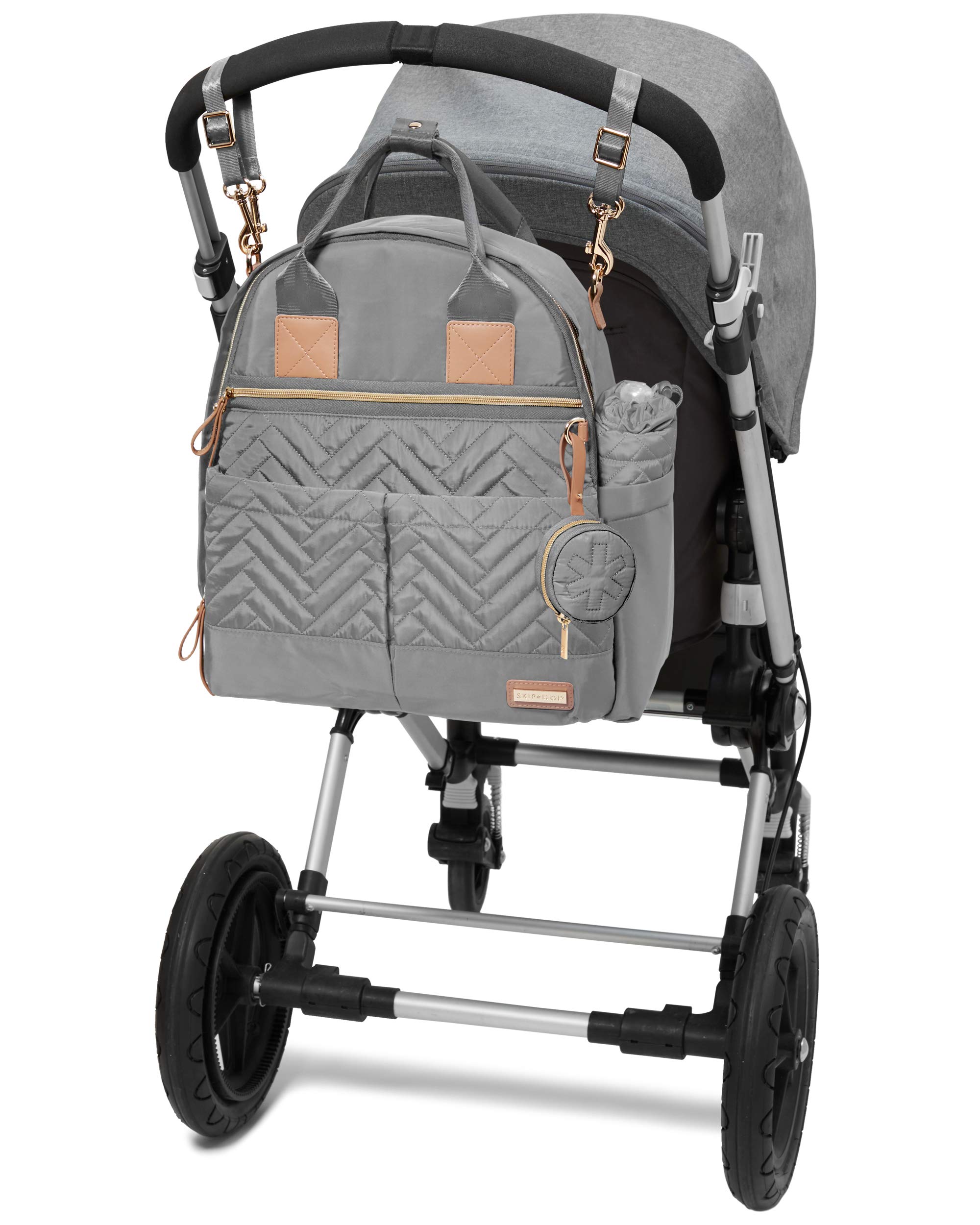 Skip Hop Diaper Bag Backpack: Suite 6-in-1 Diaper Backpack Set, Multi-Function Baby Travel Bag with Changing Pad, Stroller Straps, Bottle Bag and Pacifier Pocket, Dove Grey