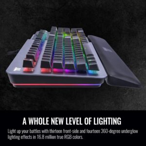 Thermaltake Argent K5 RGB Gaming Keyboard (Silver Switch), Aluminum and Streamlined Titanium Design, 16.8 Million RGB Color, Anti-ghosting, Magnetic Synthetic Leather Wrist Rest, GKB-KB5-SSSRUS-01