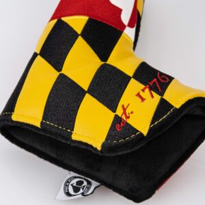 Pins & Aces Maryland Tribute Premium Golf Club Head Cover - Premium, Hand-Made Leather Headcover - MD Flag Styled, Tour Quality Golf Club Cover - Style & Customize Your Golf Bag (Blade)