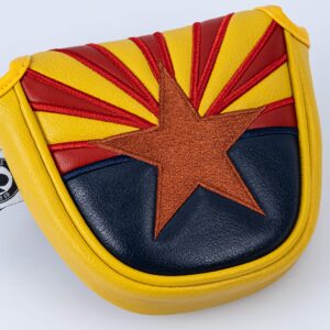 Pins & Aces Arizona Tribute Premium Golf Club Head Cover - Premium, Hand-Made Leather Headcover - AZ Flag Styled, Tour Quality Golf Club Cover - Style & Customize Your Golf Bag (Mallet)