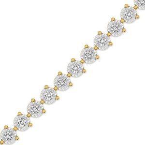 Beyond Brilliance Miracle Plated 1.00 Carat Martini Round Cut Natural Diamond Tennis Bracelet (J, I3) in Yellow Gold-plated Sterling Silver | Fine Jewelry for Women | Gift Box Included