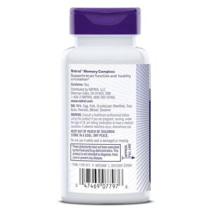 Natrol Memory Complex With Ginkgo Biloba 120mg and B Vitamins, Dietary Supplement for Brain Health and Memory Support, 60 Tablets, 30 Day Supply