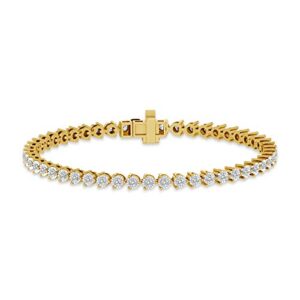 Beyond Brilliance Miracle Plated 1.00 Carat Martini Round Cut Natural Diamond Tennis Bracelet (J, I3) in Yellow Gold-plated Sterling Silver | Fine Jewelry for Women | Gift Box Included