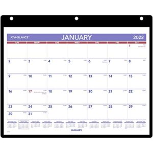 AT-A-GLANCE 2022 Wall & Desk Calendar by, 11" x 8", Small, with Clear Cover and Vinyl Holder (SK800)