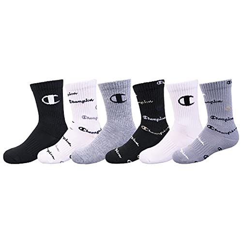 Champion unisex child Kids' Multipacks Socks, Crew Multi Script - Asst, 9 11 US