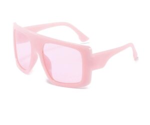 w&y ying oversized square cute super large womens sunglasses for men fashion flat top baddie shades (pink)