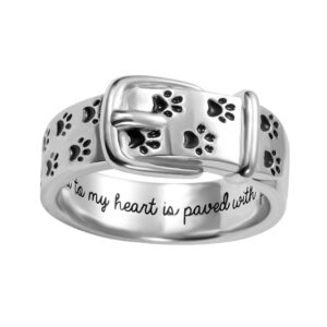 ailin dog paw rings for women in 925 sterling silver personalized name and inside engraving memorial jewelry gifts for women men pet lovers