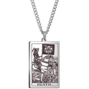 jude jewelers retro vintage stainless steel tarot card rider waite pendant necklace (death)