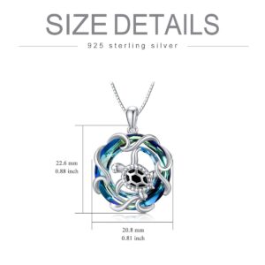 TOUPOP Ocean Wave and Cute Sea Turtle Necklace for Women 925 Sterling Silver Necklace Pendant Jewelry with CrystalGifts for Turtle Lovers Girls Mother 0.79 * 0.79 inches silver