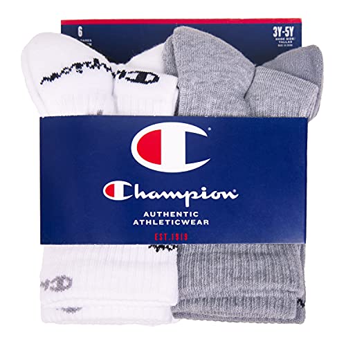 Champion unisex child Kids' Multipacks Socks, Crew Multi Script - Asst, 9 11 US