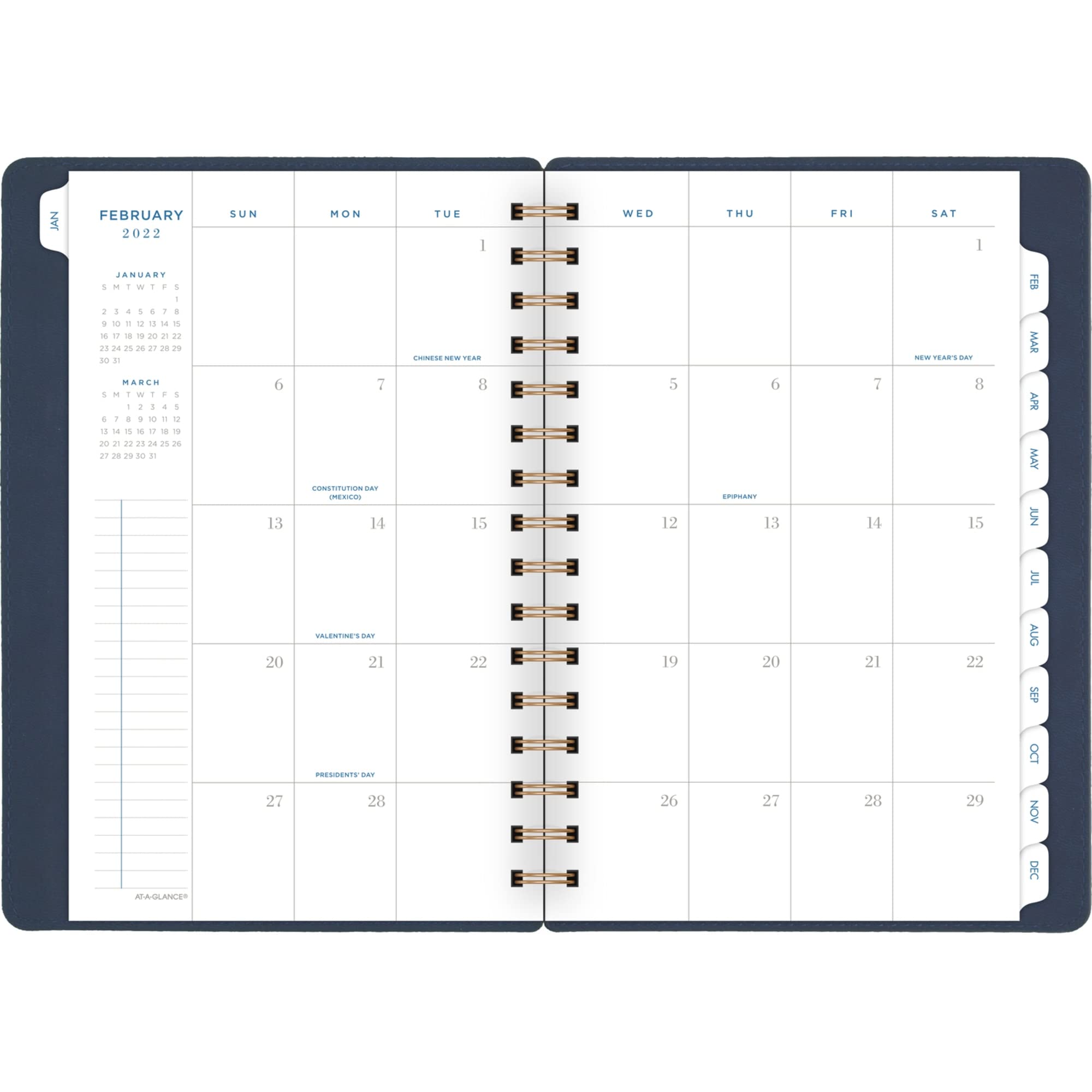 2022 Weekly & Monthly Planner by AT-A-GLANCE, 5-1/2" x 8-1/2", Small, Wirebound, Signature Collection, Navy (YP20020)