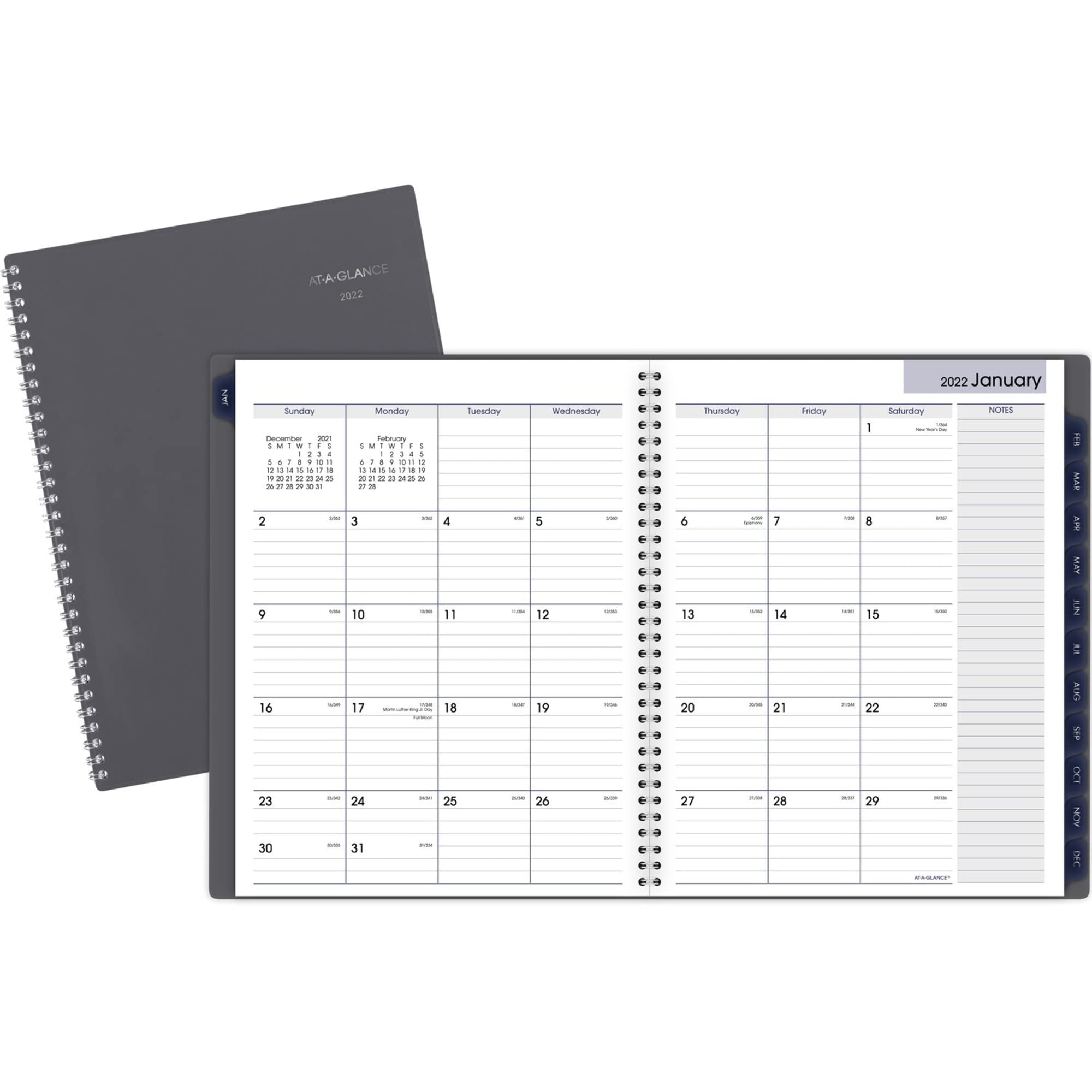 2022 Monthly Planner by AT-A-GLANCE, 8-1/2" x 11", Large, DayMinder, Gray (GC47007)