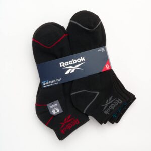 Reebok Boys' Quarter Socks - 6 Pack Stretch Performance Quarter Cut Arch Support Socks - Cushioned Athletic Socks for Boys, Size Medium, Formal Black