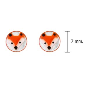 AeraVida Fun Charming Enamel Mini Fox Animal .925 Sterling Silver Stud Earrings