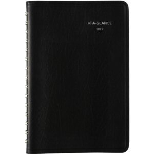 2022 daily appointment book & planner by at-a-glance, 5" x 8", small, dayminder, black (sk4400)