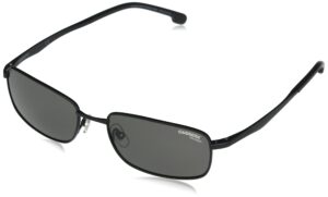 carrera men's 8043/s rectangular sunglasses, black/polarized gray, 56mm, 18mm