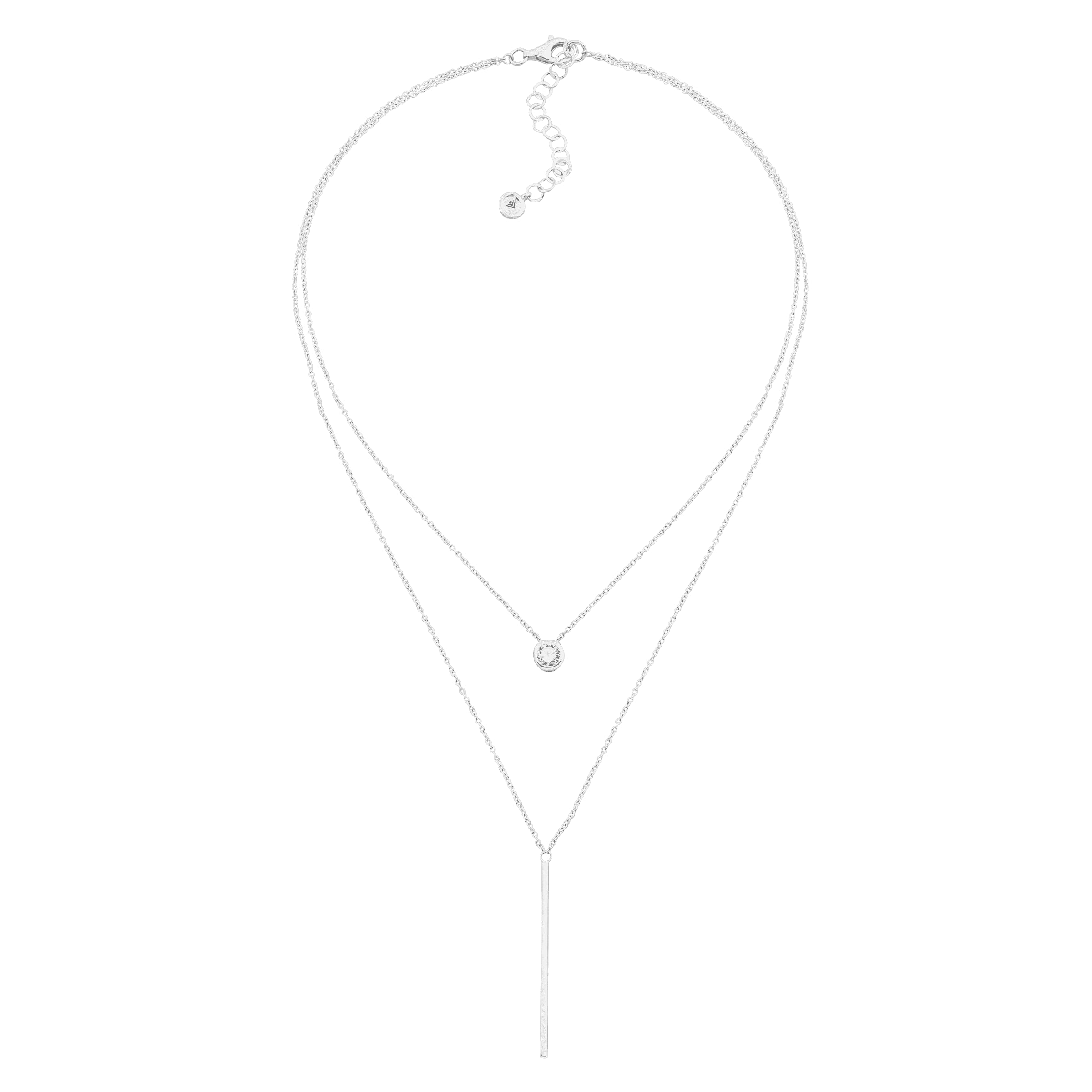 Silpada 'London Decker' Cubic Zirconia Layered Pendant Necklace in Sterling Silver, 17" + 2"