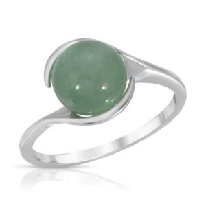 regalia by ulti ramos 8mm genuine jade bypass ring in .925 sterling silver (green jade, 6)