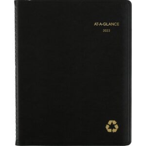 AT-A-GLANCE 2022 Weekly & Monthly Appointment Book & Planner by AT-A-GLANCE, 8-1/4" x 11", Large, Recycled, Black (70950G05)