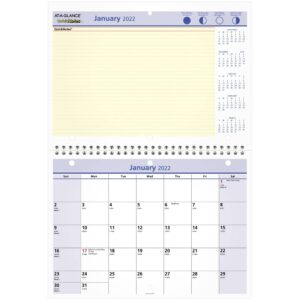 2022 wall & desk calendar by at-a-glance, 11" x 8", small, monthly, wirebound, quicknotes, daily blocks 1-1/4” x 1-1/4” (pm5028)