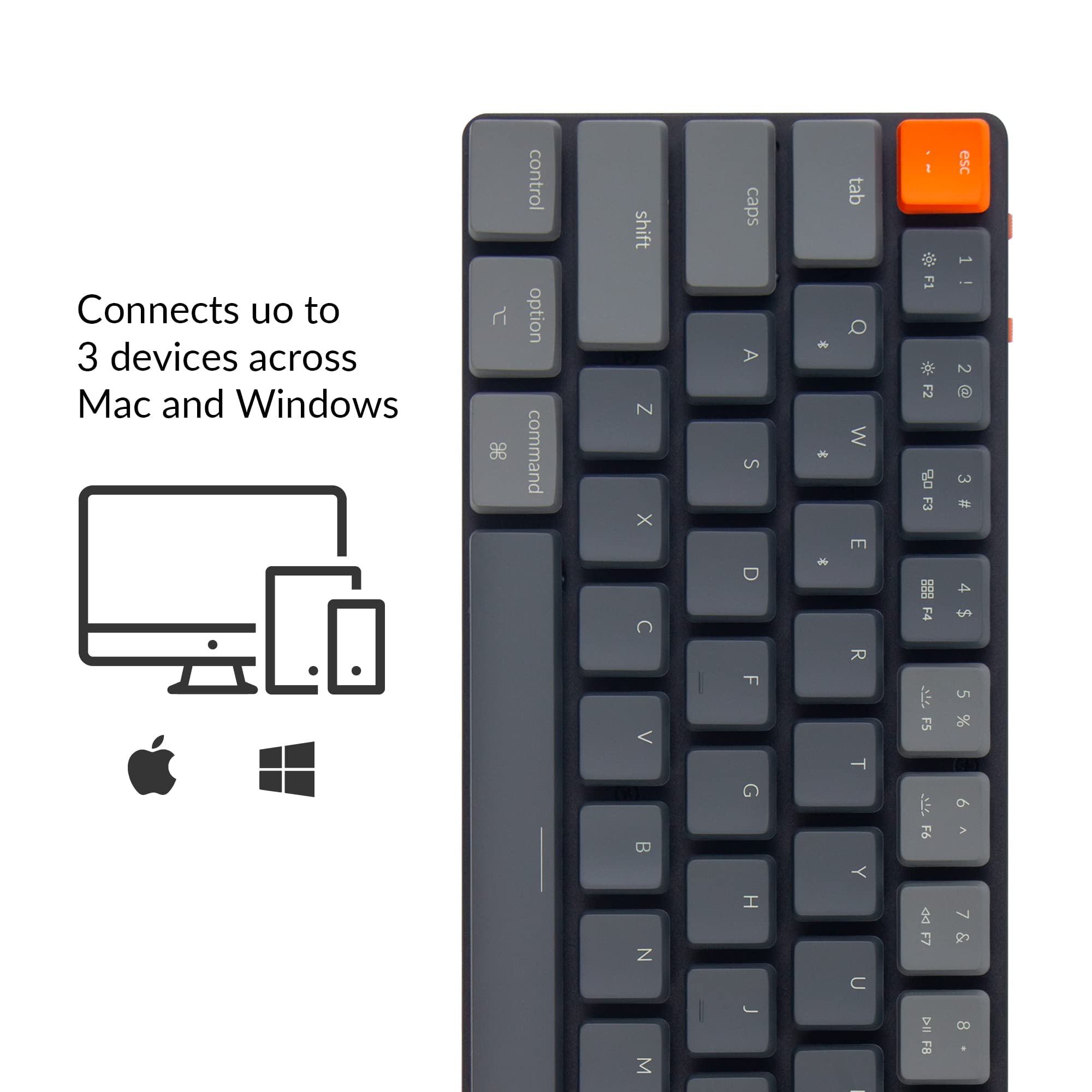 Keychron K7 Ultra-Slim 65% Layout 68 Keys Wireless Bluetooth/Wired Mechanical Keyboard, Hot Swappable Low-Profile Gateron Brown Switch RGB LED Backlit Keyboard Compatible with Mac Windows