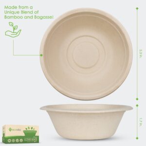 Ecovita 100% Compostable Paper Bowls [12 oz.] – 150 Disposable Bowls Eco Friendly Sturdy Tree Free Liquid and Heat Resistant Alternative to Plastic or Paper Bowls