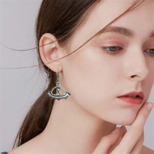 coadipress UFO Earrings for Women Funny Punk Cool Vintage Silver Bronze Alien Cosmos and Space Dangle Drop Earrings Jewelry (Silver)