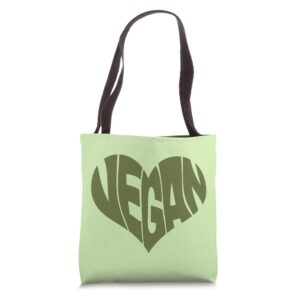 Vegan Saying Heart Shape Design / Promote Plant Based Diet Tote Bag