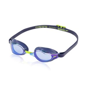 speedo unisex-adult swim goggles speed socket 2.0, peacoat/smoke/blue mirrored