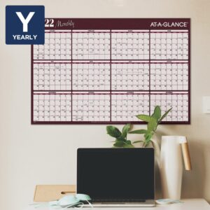 2022 Erasable Calendar, Dry Erase Wall Planner by AT-A-GLANCE, 48" x 32", Jumbo, Horizontal, Reversible, Red (A152)