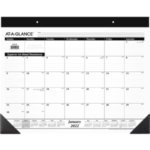 2022 desk calendar by at-a-glance, monthly desk pad, 21-3/4" x 17", large, refillable (sk2200)