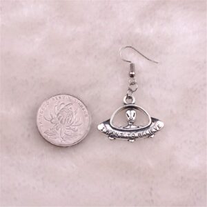 coadipress UFO Earrings for Women Funny Punk Cool Vintage Silver Bronze Alien Cosmos and Space Dangle Drop Earrings Jewelry (Silver)