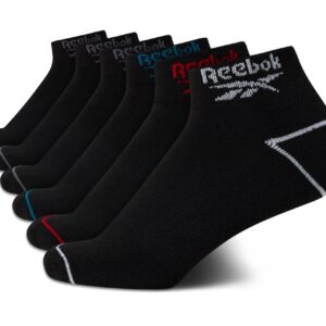 Reebok Boys' Quarter Socks - 6 Pack Stretch Performance Quarter Cut Arch Support Socks - Cushioned Athletic Socks for Boys, Size Medium, Formal Black