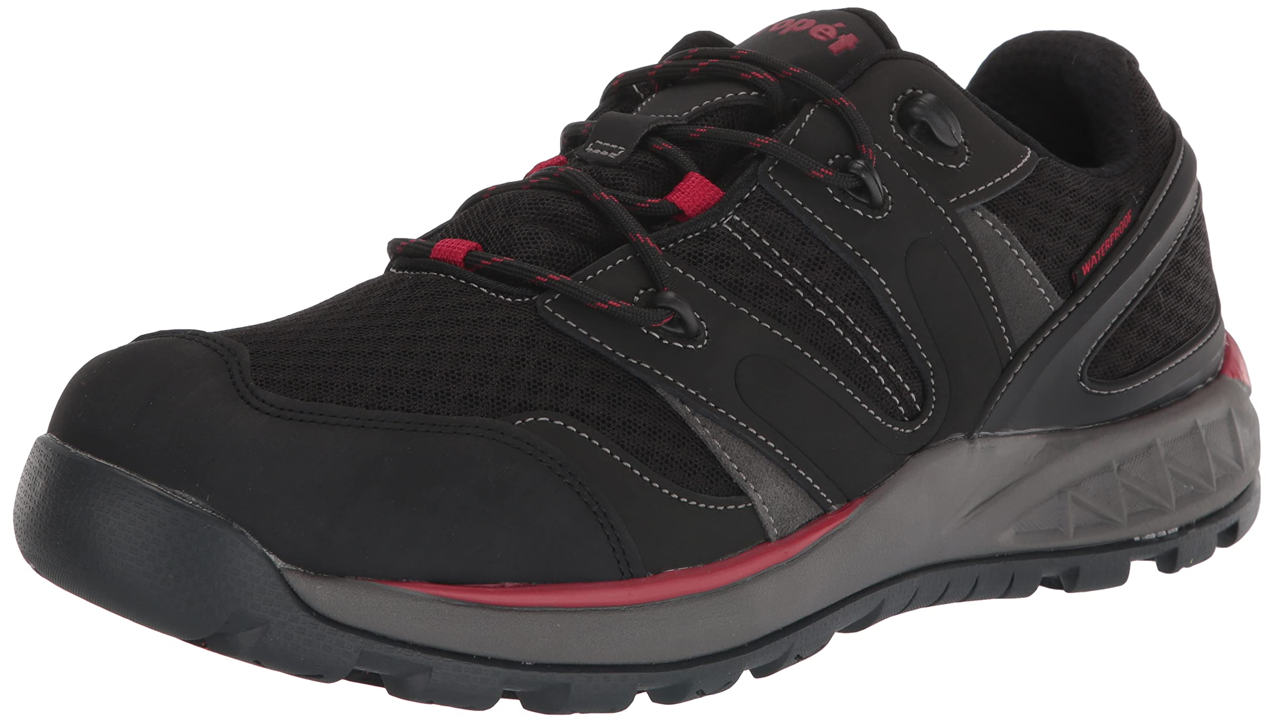 Propét Mens Vercors Hiking Shoe, Black/Red, 13 XX-Wide US