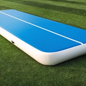 INFUNTABLE Inflatable Gymnastic Air Tumbling Practice Track Floor 10ft 13ft 16ft 20ft Exercise Mat With Pump 8In Thickness For Outdoor Yoga Training Cheerleading Beach Home Use (P2-Blue, 13ft x 6ft x 8in (4mx1.8mx0.2m))