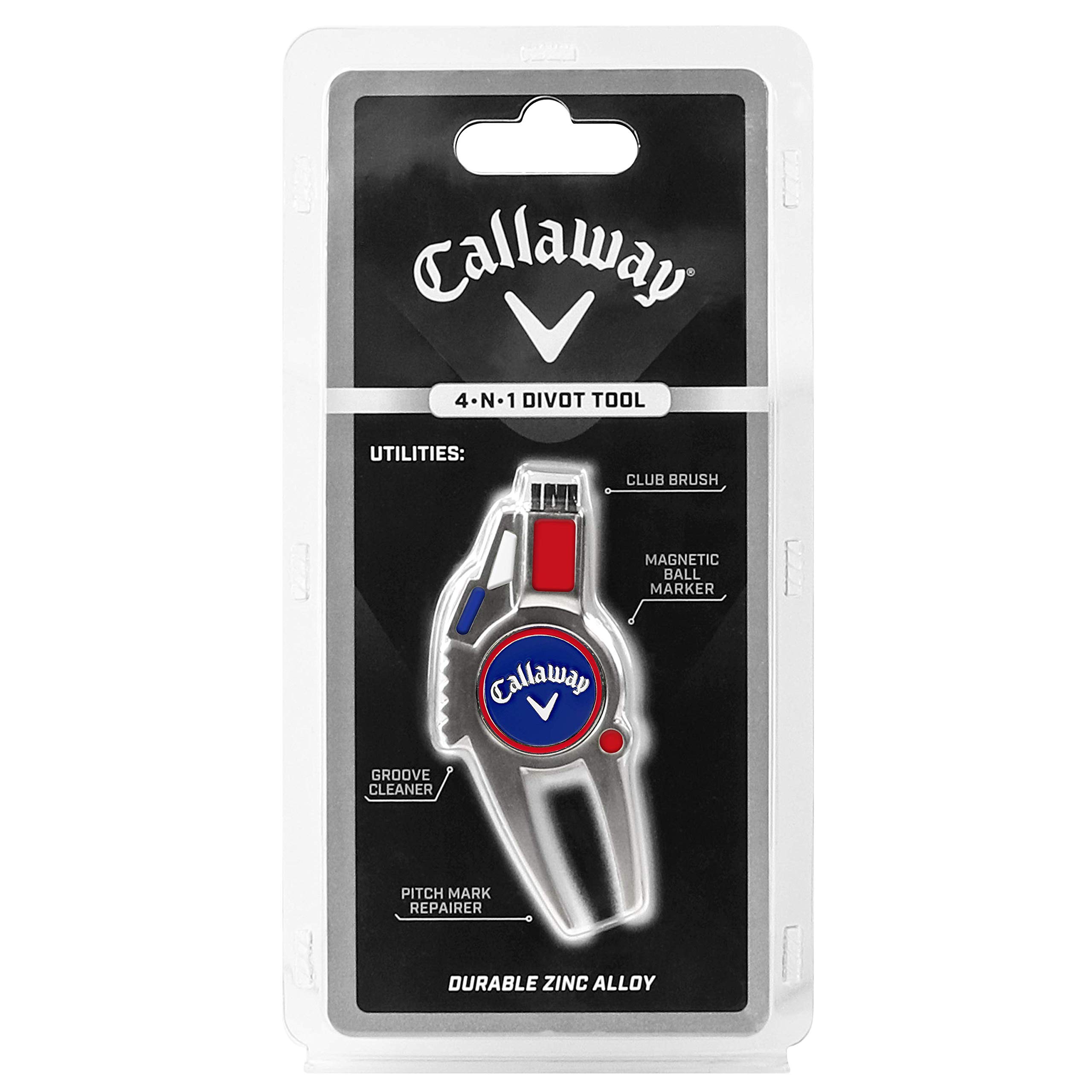 Callaway unisex adult Red, & Callaway 4 in 1 Divot Tool Red White Blue, Red, White Blue, Dark Roast US