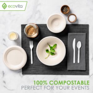 Ecovita 100% Compostable Paper Bowls [12 oz.] – 150 Disposable Bowls Eco Friendly Sturdy Tree Free Liquid and Heat Resistant Alternative to Plastic or Paper Bowls