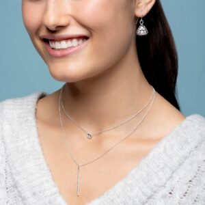 Silpada 'London Decker' Cubic Zirconia Layered Pendant Necklace in Sterling Silver, 17" + 2"