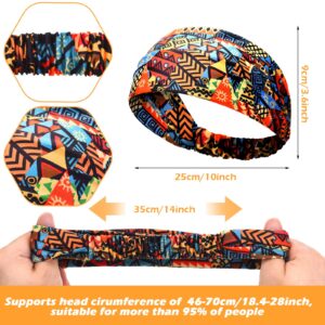 WILLBOND 9 Pieces African Headbands Stretchy Boho Print Hairband Yoga Running Sports Workout Head Grip Band Elastic Turban for Women Girls Hair Accessories (Chic Pattern)